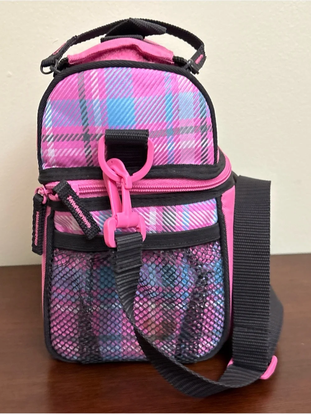 Hello Kitty Lunch Box Insulated Picnic School Pink Blue Plaid